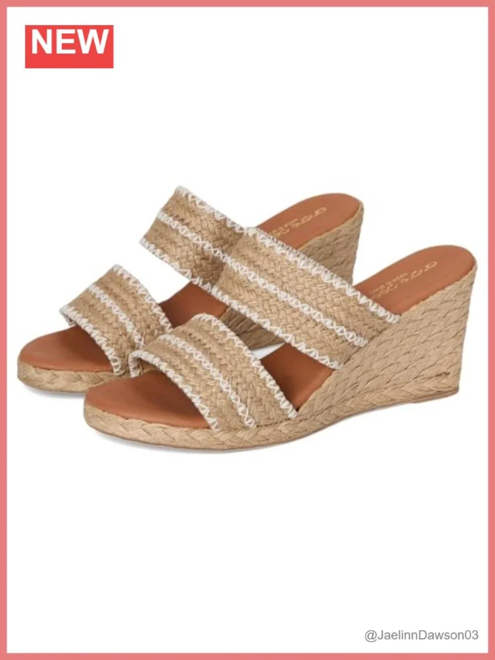 Raffia Wedge Sandal, Slip-On, Leather Lining & Insole, Handcrafted in Spain